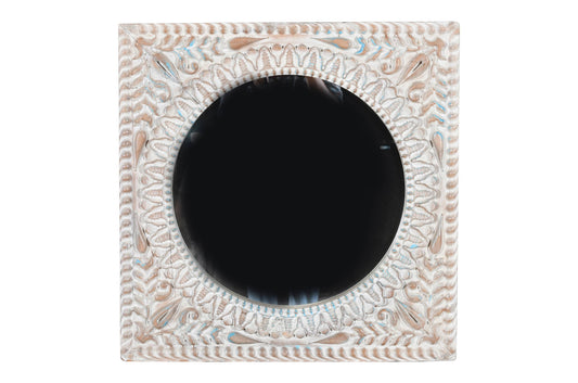 Reclaimed Vintage Indian Teak Wood Wall Mirror