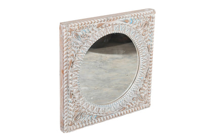 Reclaimed Vintage Indian Teak Wood Wall Mirror