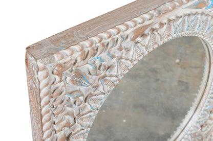 Reclaimed Vintage Indian Teak Wood Wall Mirror