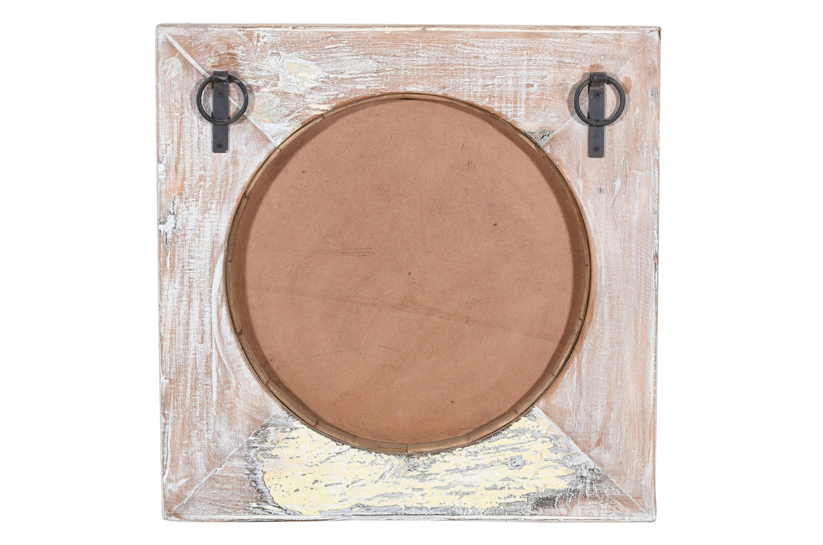 Reclaimed Vintage Indian Teak Wood Wall Mirror