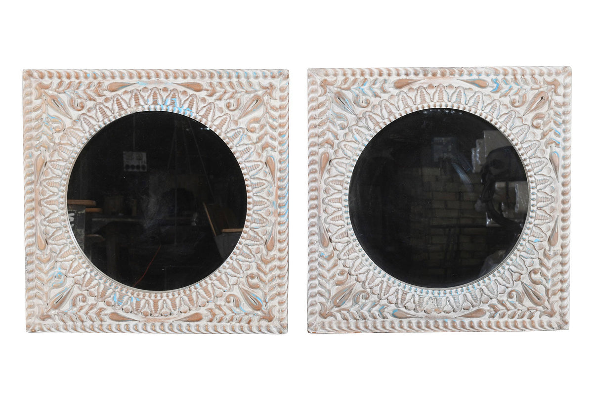 Reclaimed Vintage Indian Teak Wood Wall Mirror