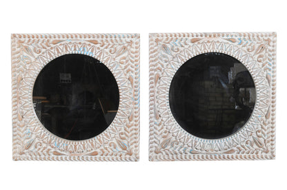 Reclaimed Vintage Indian Teak Wood Wall Mirror