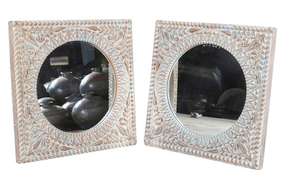 Reclaimed Vintage Indian Teak Wood Wall Mirror