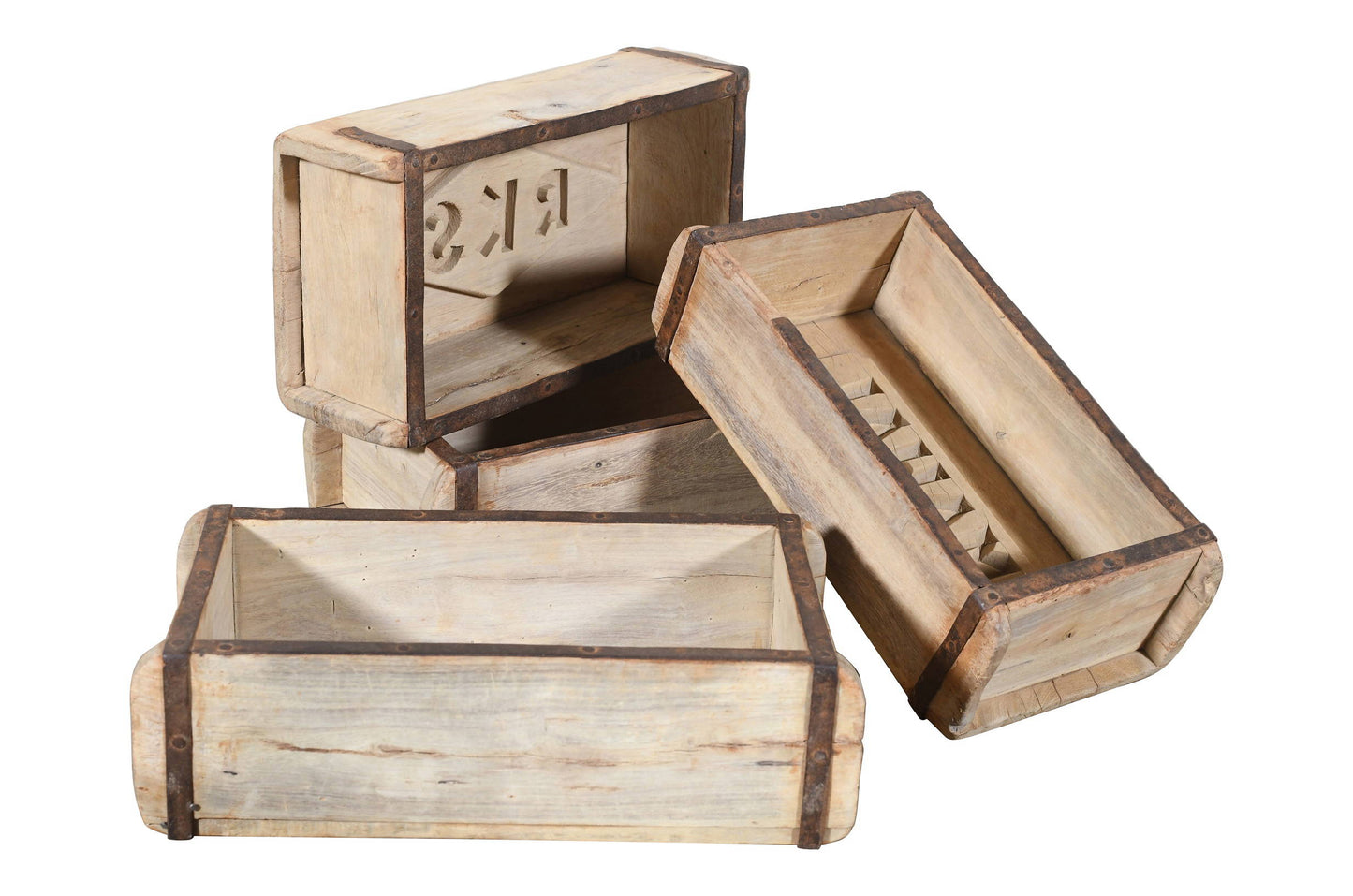 Vintage Indian Teak Wood Brick Molds