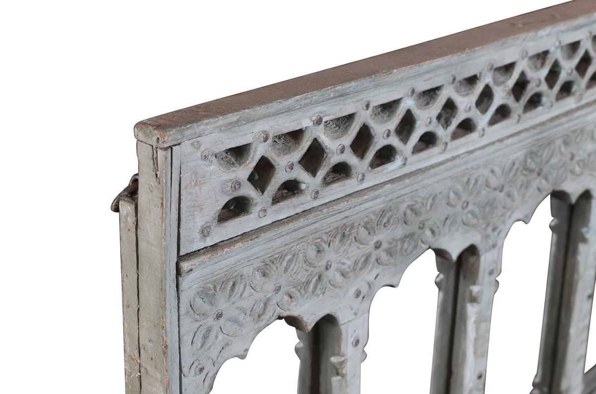 Antique Indian Teak Wood Moghul Style Mirror