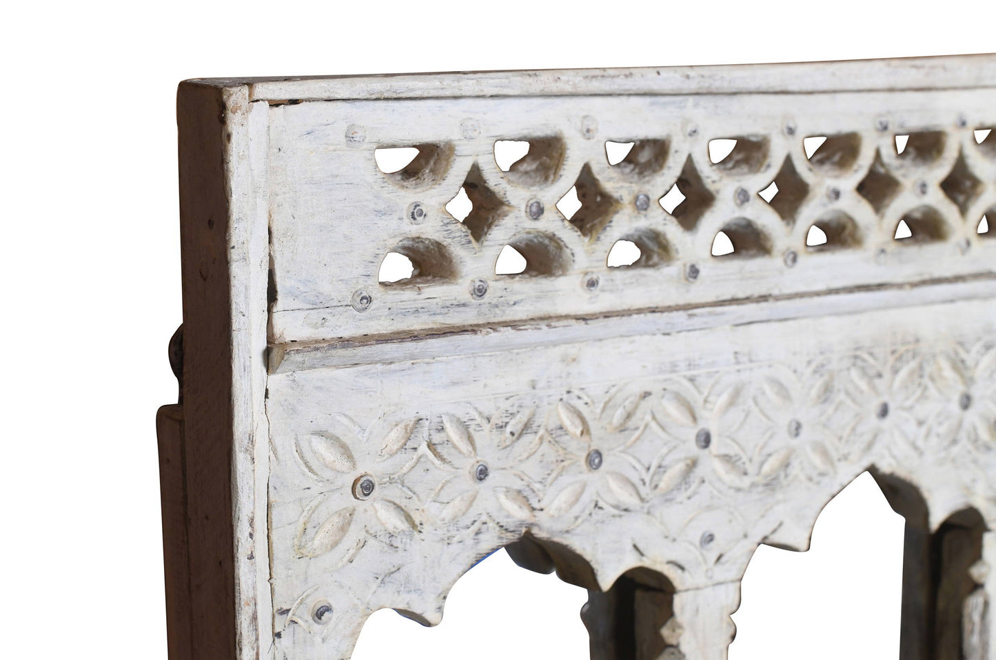 Antique Indian Teak Wood Moghul Style Mirror