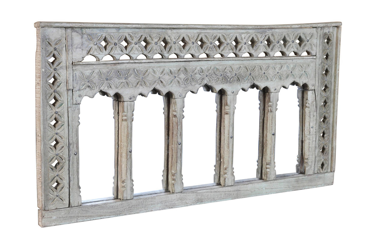 Antique Indian Teak Wood Moghul Style Mirror