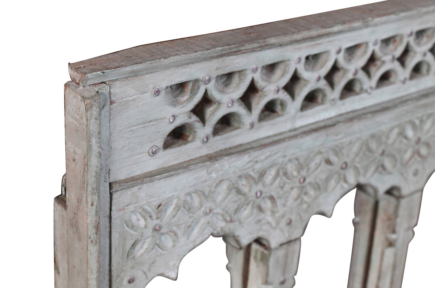 Antique Indian Teak Wood Moghul Style Mirror