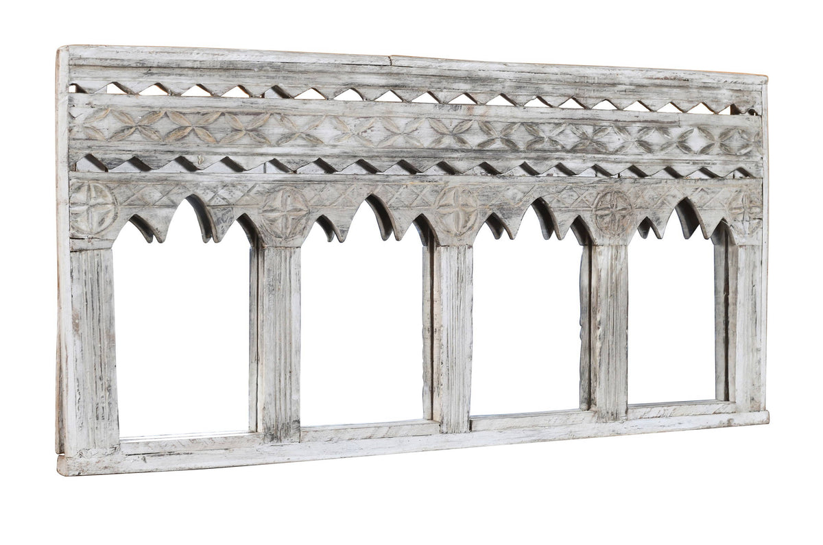Antique Indian Teak Wood Moghul Style Mirror