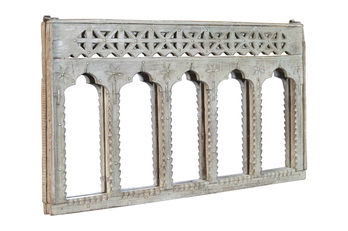 Antique Indian Teak Wood Moghul Style Mirror