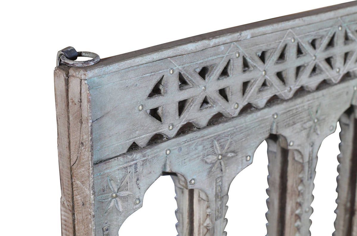 Antique Indian Teak Wood Moghul Style Mirror