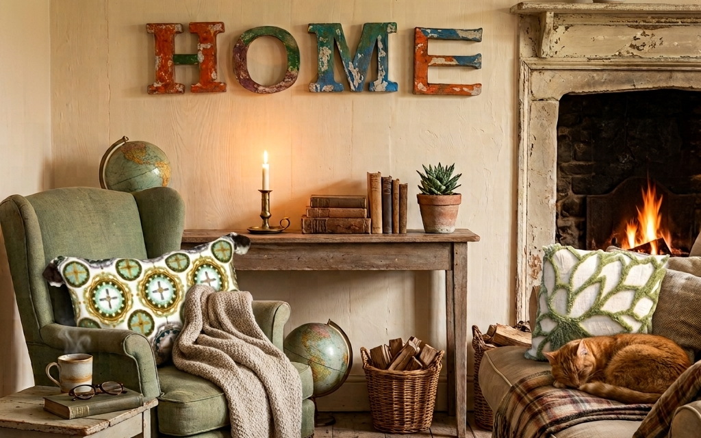 Vintage Indian Wall Letters with Wall Mount