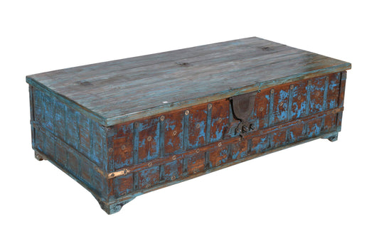 Antique Indian Teak Wood Surti Coffee Table Chest
