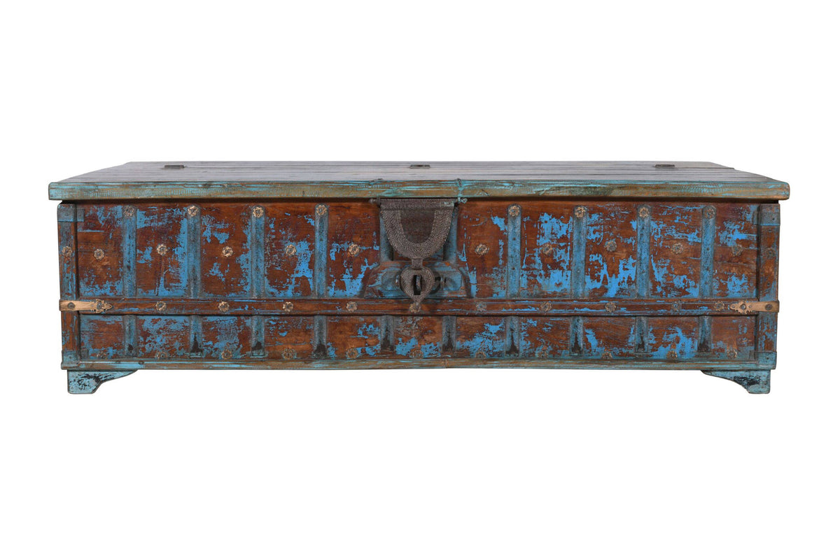 Antique Indian Teak Wood Surti Coffee Table Chest