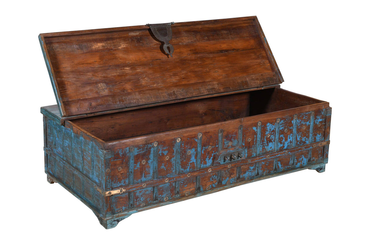 Antique Indian Teak Wood Surti Coffee Table Chest