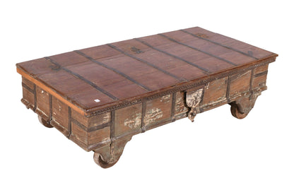 Antique Indian Teak Wood Surti Coffee Table Chest