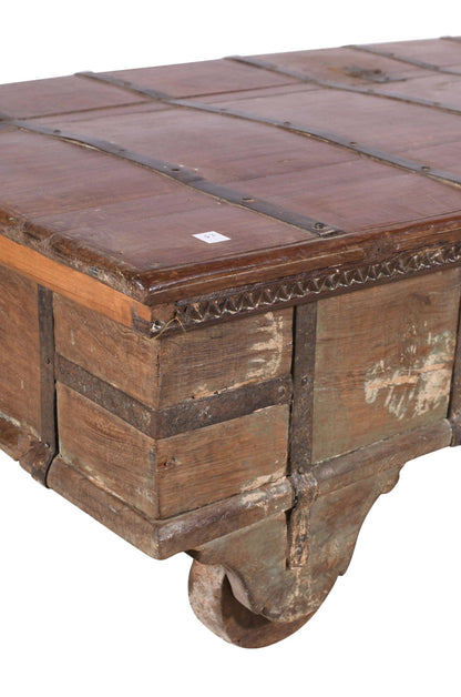 Antique Indian Teak Wood Surti Coffee Table Chest
