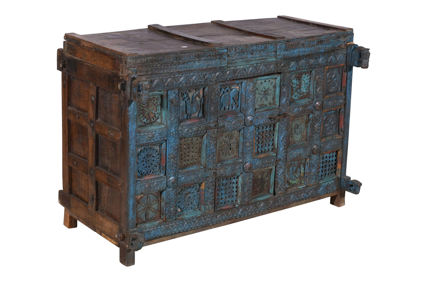 Antique Indian Teak Wood Damchiya Chest
