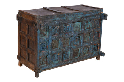 Antique Indian Teak Wood Damchiya Chest