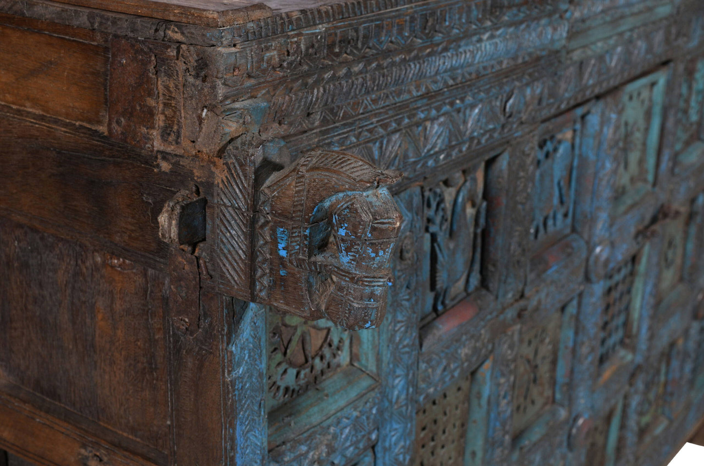 Antique Indian Teak Wood Damchiya Chest
