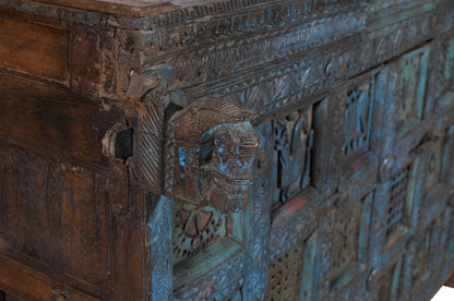Antique Indian Teak Wood Damchiya Chest
