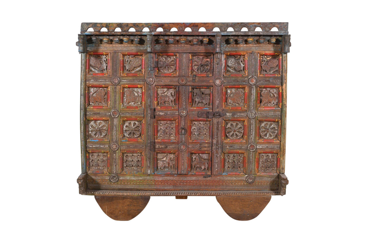Antique Indian Teak Wood Damchiya Chest