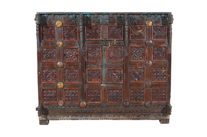 Antique Indian Teak Wood Damchiya Chest