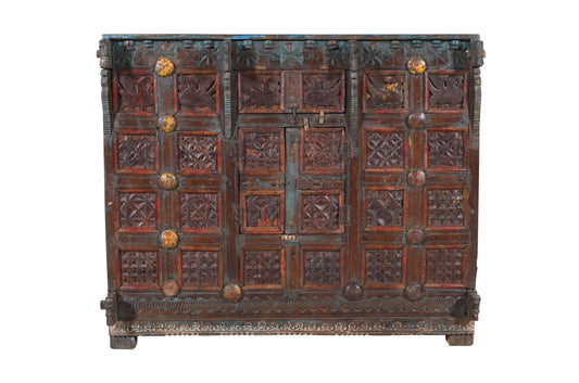 Antique Indian Teak Wood Damchiya Chest