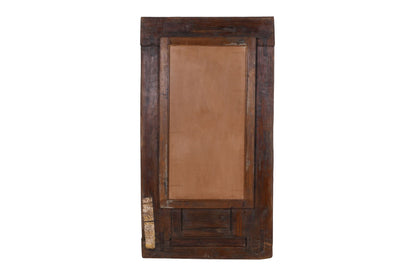 Large Antique Indian Jharoka Bari Teak Window Mirror