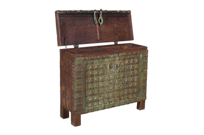 Antique Indian Teak Wood Pitara Console Chest