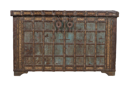 Antique Indian Teak Wood Pitara Console Chest