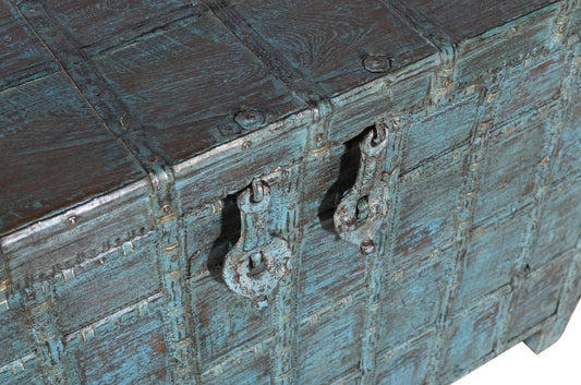 Antique Indian Teak Wood Pitara Console Chest