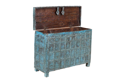 Antique Indian Teak Wood Pitara Console Chest