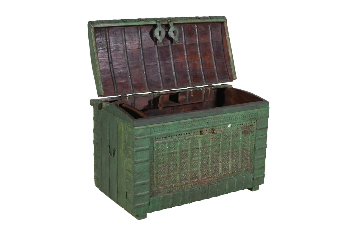 Antique Indian Teak Wood Pitara Console Chest
