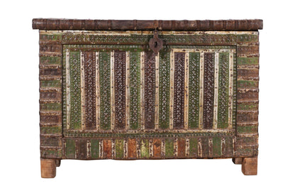 Antique Indian Teak Wood Pitara Console Chest