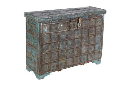 Antique Indian Teak Wood Pitara Console Chest