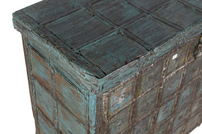 Antique Indian Teak Wood Pitara Console Chest