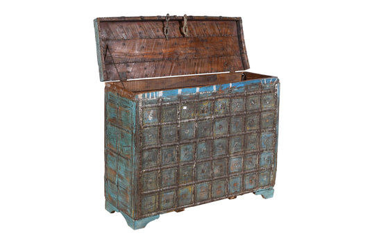 Antique Indian Teak Wood Pitara Console Chest