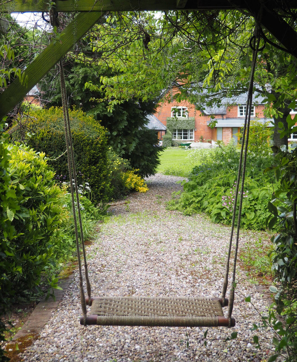 Jute And Acacia Wood Garden Swing Seat
