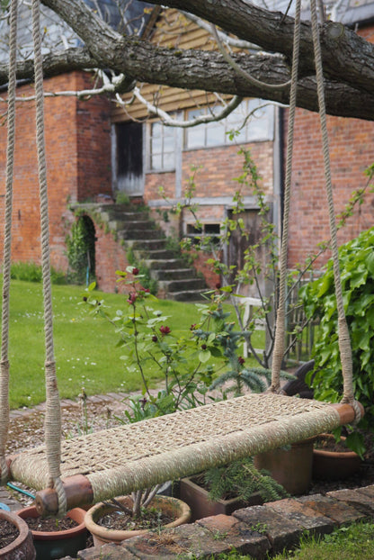 Jute And Acacia Wood Garden Swing Seat