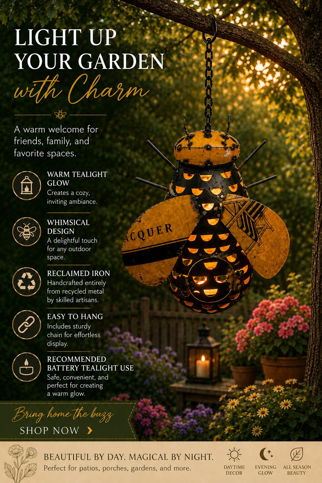 PRE-ORDER - Recycled Iron Hanging Bee