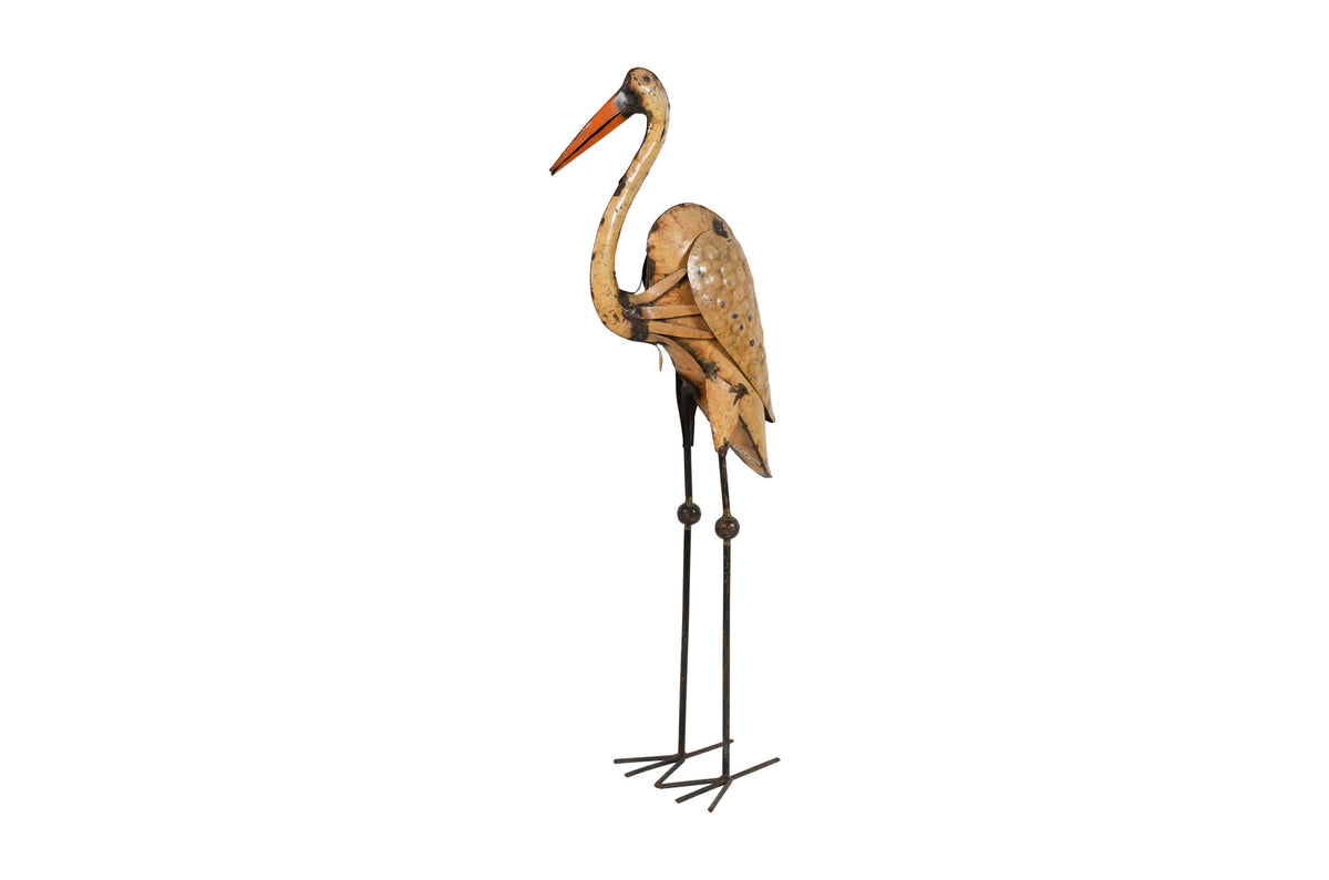 Indian Artisan Made Recycled Iron Egret Garden Decoration Figure
