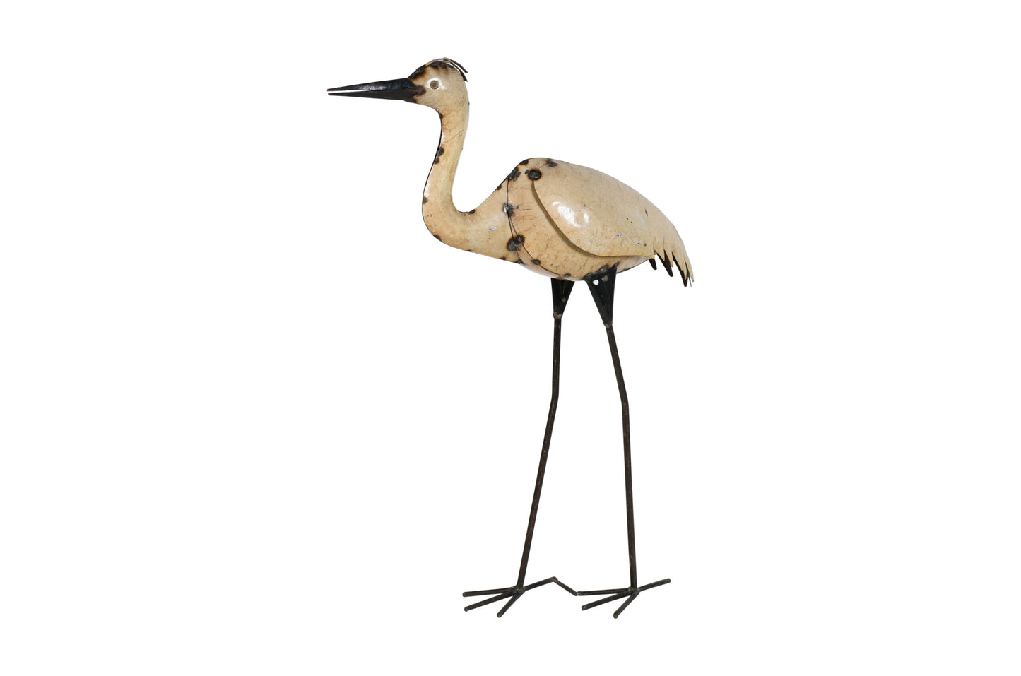Handcrafted Iron Crane Garden Decoration - Elegant Upright Stance