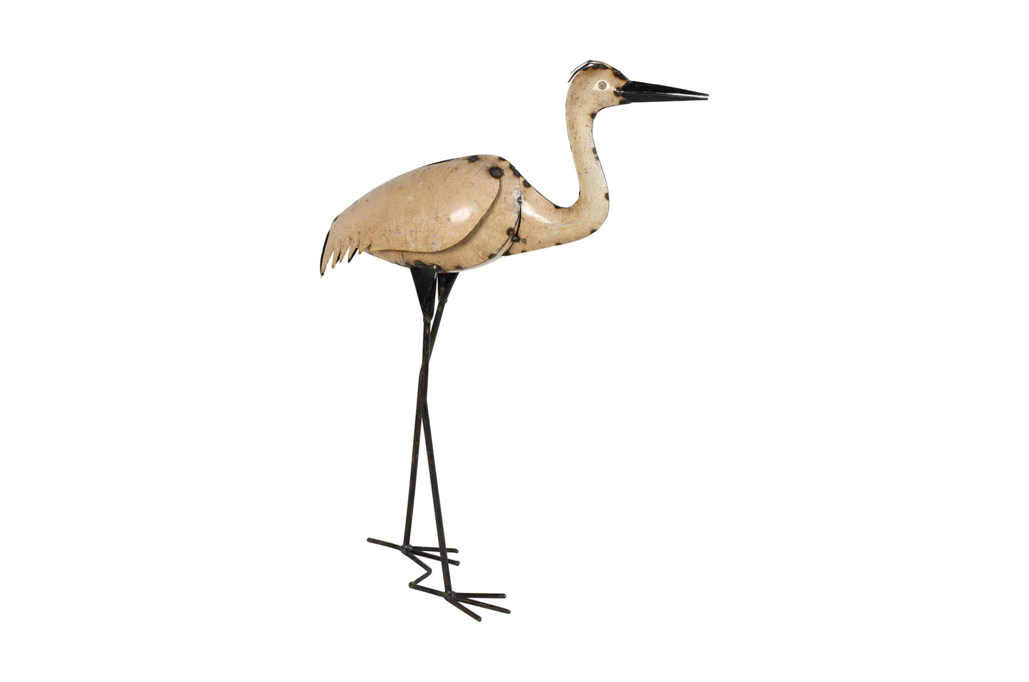 Handcrafted Iron Crane Garden Decoration - Elegant Upright Stance