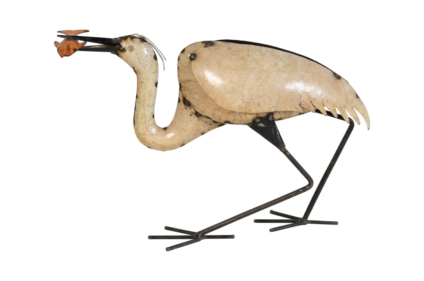 Handcrafted Iron Crane Garden Decoration - Natural Feeding Pose