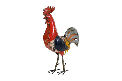 Recycled Iron Rooster Garden Decoration - Artisan-Made Rustic Figure