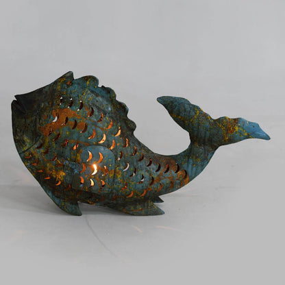 Metallic Koi Fish Hanging Lantern - Recycled Iron Garden Decoration