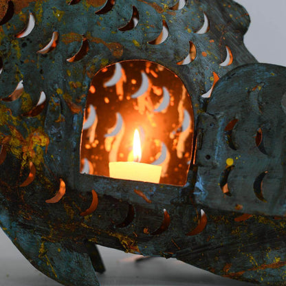 Metallic Koi Fish Hanging Lantern - Recycled Iron Garden Decoration