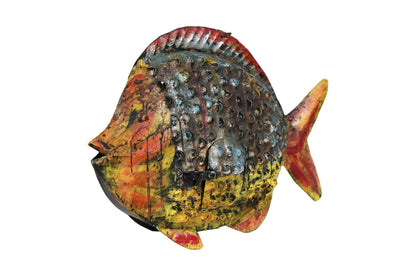 Iridescent Scale Fish Lantern - Recycled Iron Hanging Garden Decoration