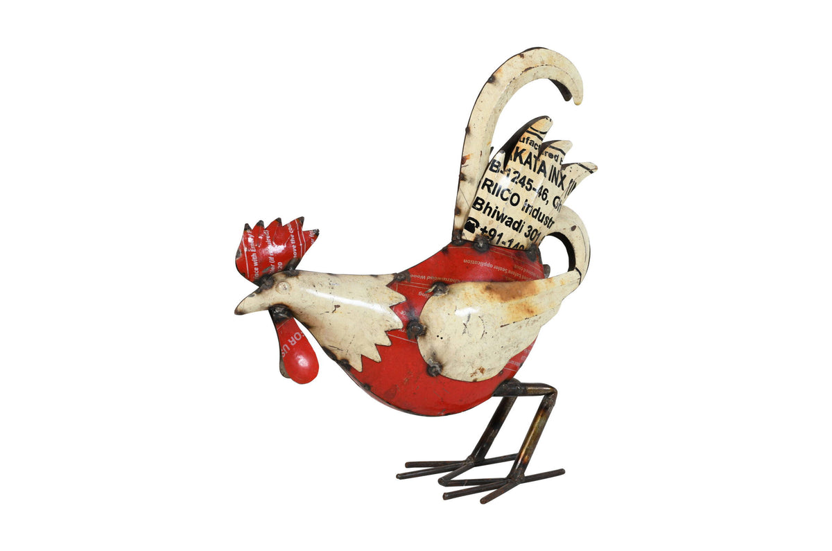 Handcrafted Iron Chicken Garden Decoration - Artisan-Made Rustic Figure